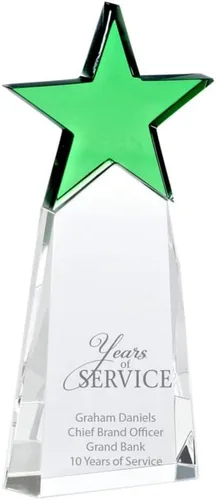 Miniatura 13 de Baudville Trofeo grabado – Cristal – Torre con estrella en la parte superior – Premio para empleados – Grabado personalizado de hasta cuatro líneas