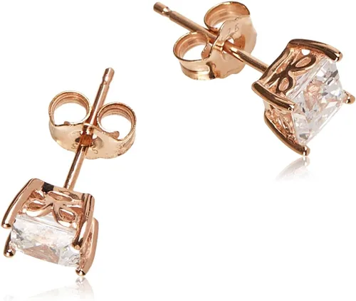 Miniatura 2 de Tienda Collection Plated Sterling Silver Stud Earrings set with Princess Brilliant Cut Infinite Elements Cubic Zirconia