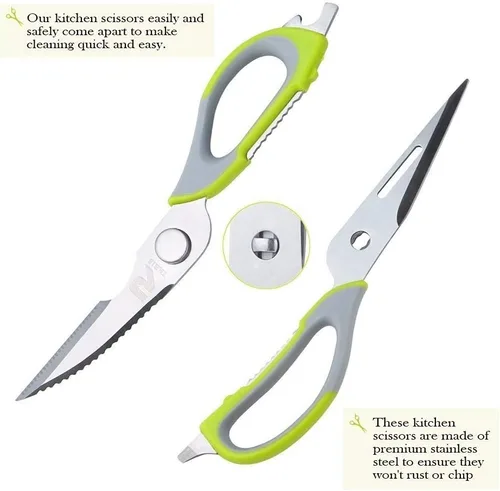 Miniatura 3 de Tijeras de cocina, tijeras profesionales resistentes de acero inoxidable multiusos con tapa, tijeras de cocina afiladas resistentes para verduras