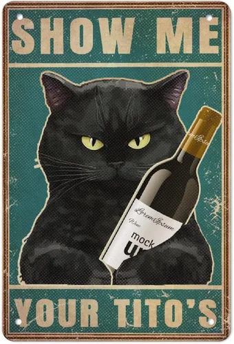 Miniatura 18 de Cartel de metal de aluminio con texto en inglés "Cat Kitty-I Read Books And Drink Tea", regalo para amantes de los gatos, para baño, jardín
