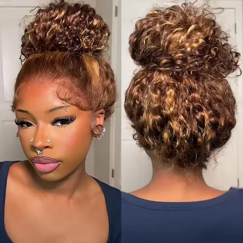 Miniatura 14 de 2x6 con aspecto de piel Chocolate Brown de cabello humano con cierre de encaje HD Real de 0.095mm ultradelgado, 15A, cabello brasileño ondulado