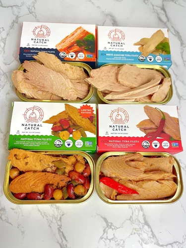 Miniatura 7 de Natural Catch Filetes de frijoles dulces de atún, cortados a mano, atrapados con caña y línea, 130 calorías, sin gluten, paleo, aptos para dieta
