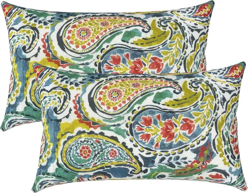 Miniatura 68 de LVTXIII Juego de 2 almohadas lumbares para patio, 12 x 20 pulgadas, resistentes a la decoloración, para exteriores con interiores, cojines lumbares