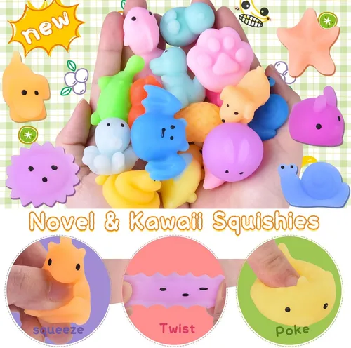 Miniatura 3 de 30 piezas de juguetes esponjosos Kawaii, juguetes blandos Mochi para niños, recuerdos de fiesta, mini juguetes esponjosos para aliviar el estrés