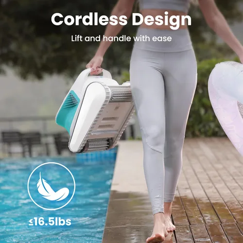Miniatura 6 de Hydro 3 - Robot de aspiradora de piscina todo en uno, limpiador de piscina inalámbrico de 200 minutos de funcionamiento, 2 motores sin escobillas