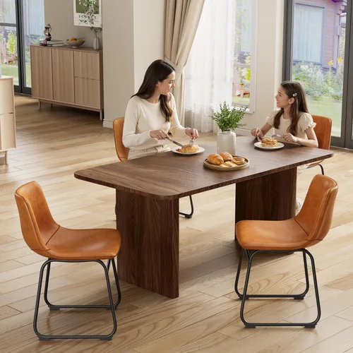 Miniatura 3 de REONEY Juego de 2 sillas de comedor, sillas de comedor sin brazos de piel sintética con respaldo, silla moderna de cocina comedor de 18 pulgadas