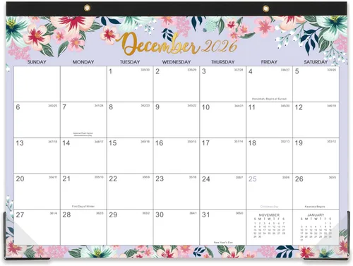 Calendario de escritorio 2026-2027 – julio 2026 – diciembre 2027, calendario 2026-2027, 14.6 x 11.5 pulgadas, calendario mensual de 12 calendarios