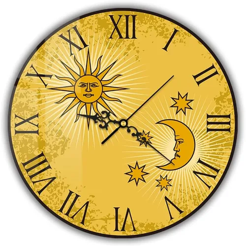 Reloj de pared con números romanos de sol y luna de 12 pulgadas, arte bohemio de astrología celestial, cuarzo silencioso, sin tictac, vintage,