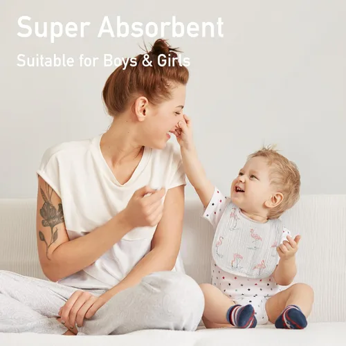 Miniatura 2 de Baberos de muselina unisex para niños y niñas, paquete de 10 baberos de algodón suave para babeo de dentición, regalo esencial de ducha
