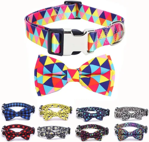Miniatura 39 de Lindo collar para perros XS, pequeños, medianos y grandes, collar de nailon suave para mascotas, con estampado 3D multicolor, collares ajustables 5