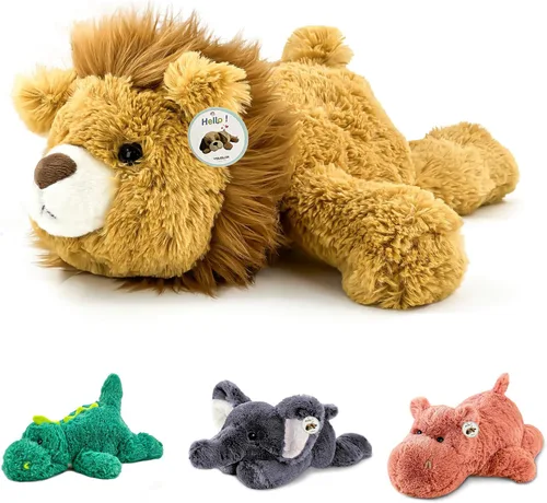 Miniatura 9 de YOUBLEK 16 pulgadas 2 libras - Animales de peluche con peso de dinosaurio verde, cómodo y sensorial, juguete Kawaii para abrazar, regalo