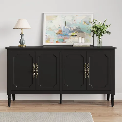 Miniatura 15 de FansaFurn Aparador con 4 Puertas, Mesa Consola de Mediados de Siglo con Estantes Ajustables, Gabinete Decorativo para Entrada, Sala de Estar, Gris