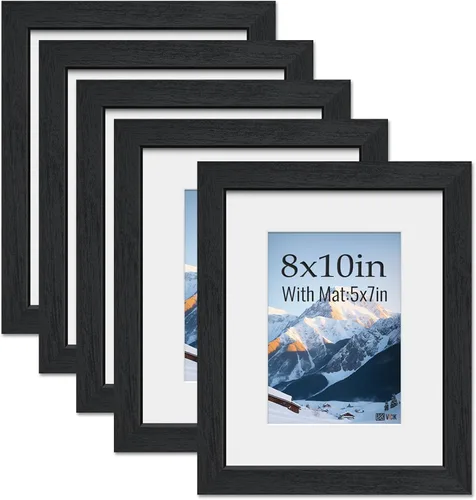 Miniatura 73 de VCK Paquete de 2 portarretratos de 5 x 7, color negro, de madera de alta gama con vidrio templado, para fotos de 4 x 6 con paspartú o 5 x 7 sin