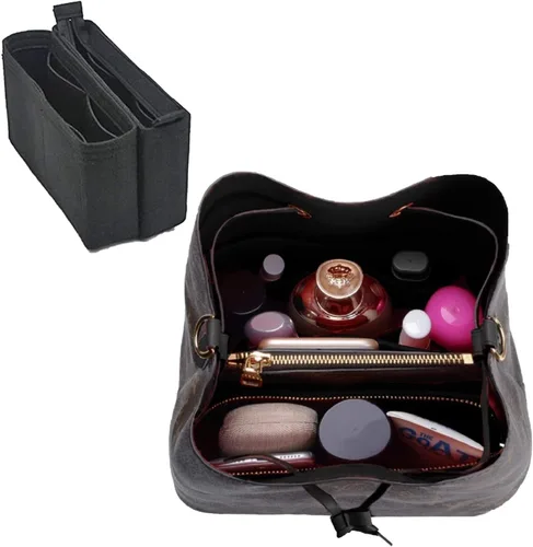 Miniatura 3 de Organizador de bolso, inserto de bolsa de fieltro con cremallera, 2 paquetes en un juego para mochila, inserto de bolsa para mujer, serie LV NeoNoe