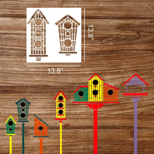 Miniatura 4 de Plantillas de valla de jardín para exteriores, plantillas de casa de pájaros grandes, plantilla de dibujo reutilizable para valla de jardín
