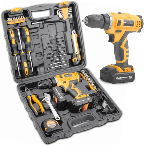47 unids 12 V taladro inalámbrico kit de herramientas de mano para el hogar w/2 baterías