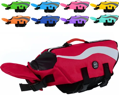 Miniatura 16 de EMUST Chalecos salvavidas ajustables para perros pequeños con flotabilidad mejorada, chaleco de natación para perros pequeños con asa de rescate
