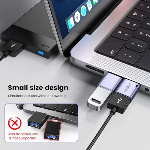 Miniatura 5 de MOSWAG Paquete de 2 adaptadores USB C a USB hembra, adaptador USB 3.0 a Thunderbolt 3 OTG compatible con iPhone 16 15 Max, MacBook Pro Air, Mac