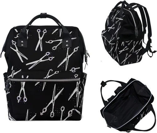 Miniatura 23 de Bolsa de pañales para bebés de gran capacidad, estilista de peluquería, tijeras de impresión duradera multifunción mochila de viaje, Alien Planeta