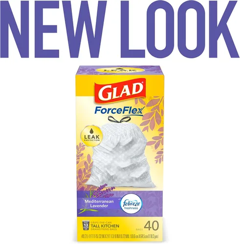 Miniatura 2 de Glad ForceFlex - Bolsas de basura altas con cordón, bolsas de basura blancas de 13 galones para basura de cocina alta, lavanda mediterránea