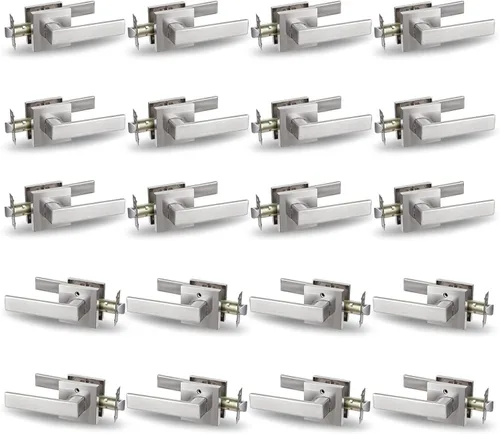 Miniatura 32 de USHTL01-SN-BK-6P - Manija cuadrada de privacidad para puerta de níquel cepillado sin llaves para dormitorio o baño, USHTL01-SN-BK-6P