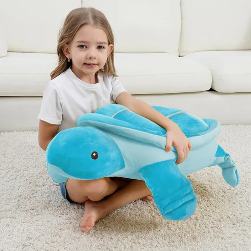 Miniatura 6 de Dalmao - Animales de peluche de tortuga marina de 28'' gigantes y suaves, gran almohada de tortuga azul oceánica de peluche, peluches de regalo