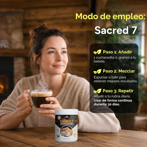 Miniatura 6 de Extracto de 7 Champiñones Sagrados Orgánicos en Polvo fabricado con Champiñones Whole, Reishi, Maitake, Cordyceps, Shiitake hongos, Lion Mane