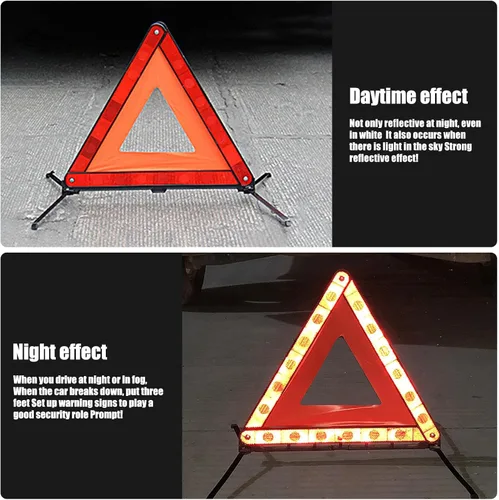 Miniatura 6 de gunhunt Paquete de 1 triángulos de advertencia estándar, advertencia de emergencia triangular reflectante, triángulo de seguridad plegable, señal