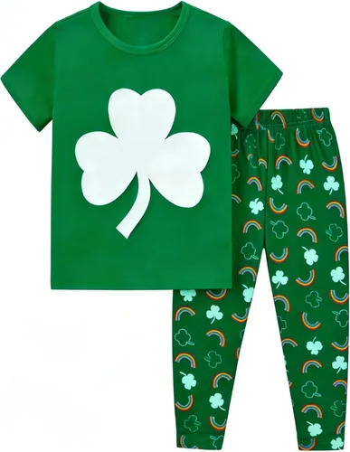 Miniatura 12 de Popshion Pijamas de sirena para niñas pequeñas, juego de 2 piezas, ropa de dormir 100% algodón, ropa para niños, pijamas estilo mariquita