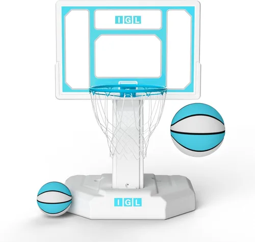 IGL Aro de baloncesto para piscina al aire libre, aro de baloncesto junto a la piscina al aire libre, base y soporte, almacenamiento de agua doble