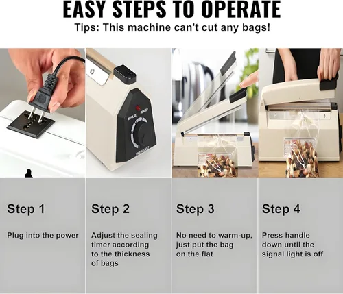 Miniatura 4 de Sellador de impulso Máquina selladora manual de 16 pulgadas con modo de calefacción ajustable, selladores de bolsas de plástico PE PP para bolsas