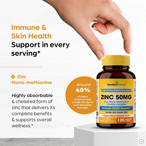 Miniatura 2 de Cápsulas de zinc de 50 mg para hombres y mujeres, 120 unidades Suplementos de zinc altamente absorbibles para apoyo del sistema inmunológico