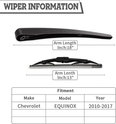 Miniatura 2 de Kit de brazo y cuchilla de limpiaparabrisas trasero, reemplazo de ajuste exacto para Chevrolet Chevy Equinox GMC Terrain 2010-2017, ajuste