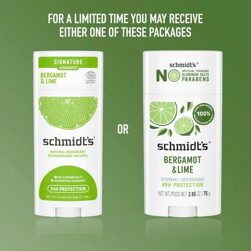 Miniatura 4 de Schmidt's Desodorante vegano sin aluminio, bergamota y lima, 4 unidades para mujeres y hombres, con protección contra olores las 24 horas