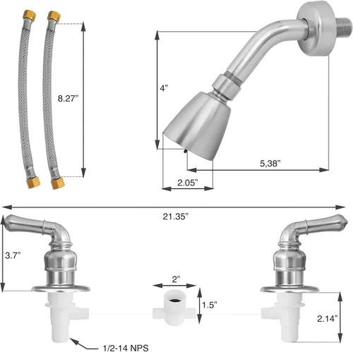 Miniatura 5 de Pacific Bay Kit de molduras – Grifo de ducha y cabezal de ducha con kit de moldura de brazo – Construcción de plástico ABS de alta calidad