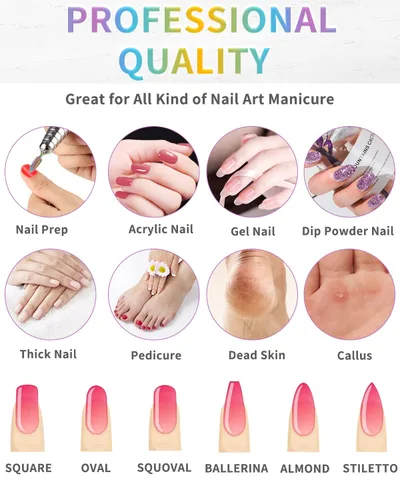 Miniatura 6 de BQAN - Juego de 17 brocas de carburo de tungsteno, brocas profesionales de 3/32 pulgadas para taladro de uñas, uñas acrílicas, manicura y pedicura