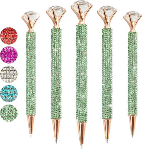 Miniatura 11 de 5 bolígrafos grandes de diamantes de cristal, bolígrafo brillante de tinta negra, lindo bolígrafo de diamantes de imitación con diamante