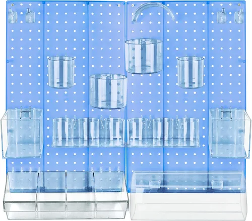 Azar Displays 900944-BLU - Kit organizador de pared multiusos de 24 piezas con dos paneles y surtido de accesorios: ganchos, compartimento divisor,