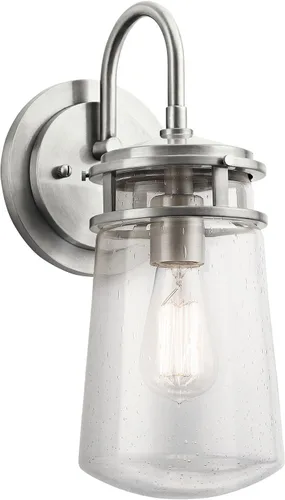 Kichler Lyndon - Lámpara de pared de 15 pulgadas con vidrio transparente sembrado de aluminio cepillado, tamaño pequeño