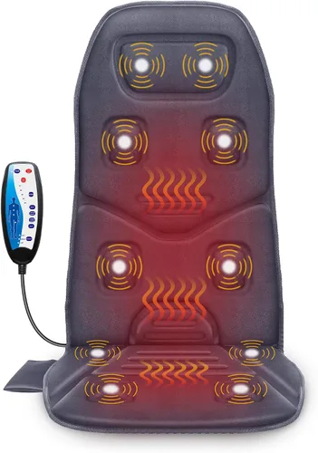 Miniatura 10 de COMFIER - Masajeador de espalda con calor, cojín de masaje para silla con 10 motores de vibración, soporte lumbar ajustable, masajeador de silla