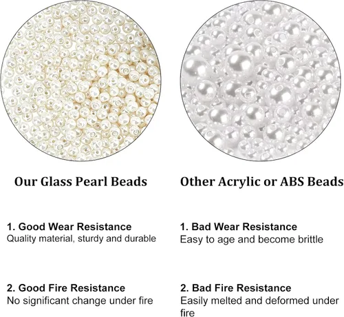 Miniatura 7 de Pandahall Elite, perlas pequeñas redondas brillosas. Canutillos surtidos de raso para joyas. Paquete de caja redonda., Vidrio, 4mm Blanco crema