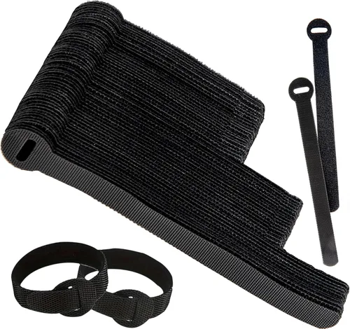 Miniatura 8 de 60 Sujetadores para Gestión de Cables, Envolturas para Cables Negras de 6 Pulgadas, Sujetadores Reutilizables para Cables Ordenados, PC, TV