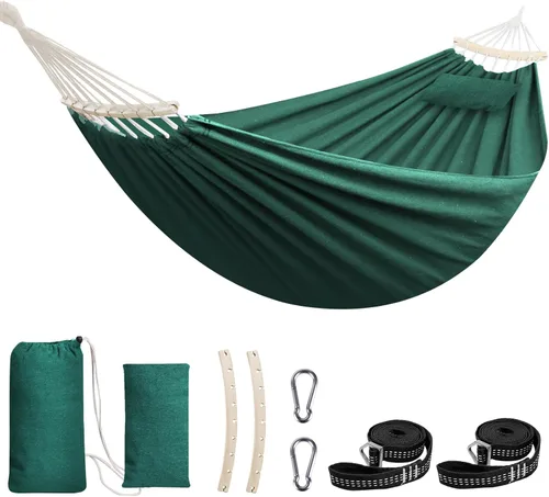 Miniatura 12 de Chihee - Hamaca de algodón grande y transpirable para acampar, con capacidad de hasta 660 libras, portátil, con barra separadora desmontable