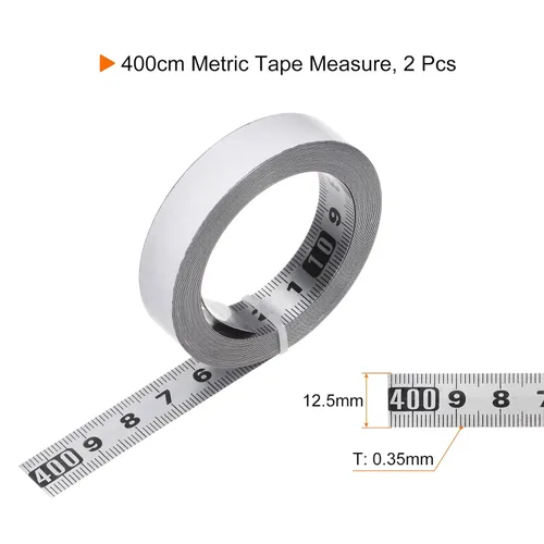 Miniatura 2 de HARFINGTON 2 cintas métricas autoadhesivas de acero inoxidable de 157.5 in, resistente al desgaste, de derecha a izquierda, regla adhesiva de acero