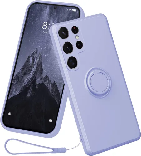 Miniatura 13 de Funda compatible con Samsung Galaxy S22 Ultra (5G 2022 lanzado), silicona con anillo giratorio de 360°, soporte magnético para automóvil, funda
