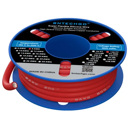 Miniatura 22 de Bntechgo 8 alambres de silicona suave y flexible, silicona resistente a altas temperaturas, altamente eficiente 8 AWG calibre, 1650 hilos de alambre
