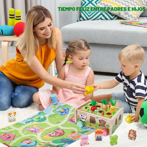 Miniatura 3 de Juguetes de madera Montessori para niños pequeños Juguete para bebés de 12 a 18 meses con mapa de juego para niños y niñas de 1, 2, 3 años