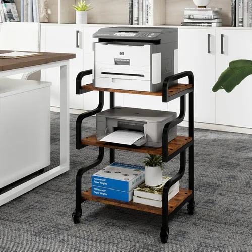 Miniatura 9 de Natwind - Soporte de impresora de 3 niveles con ruedas, carrito de almacenamiento móvil, estante de pie multiusos para reproductor multimedia