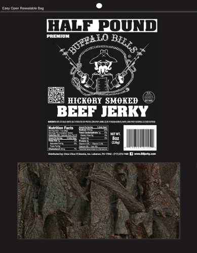 Buffalo Bills Piezas de cecina de res premium ahumada con nogal americano de 8 onzas (cecina ahumada con nogal americano en piezas de tamaño