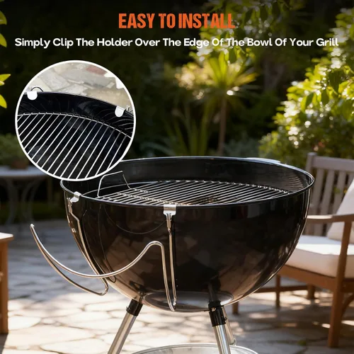 Miniatura 4 de onlyfire Soporte de tapa de acero inoxidable Slide-a-Side para parrillas de carbón de 18”/22”/26